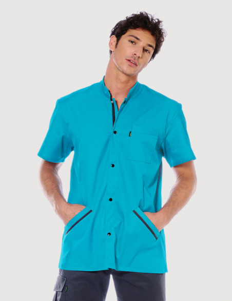 Blouse médicale homme Charly Bleu Océan-Ardoise Made in France by Belissa