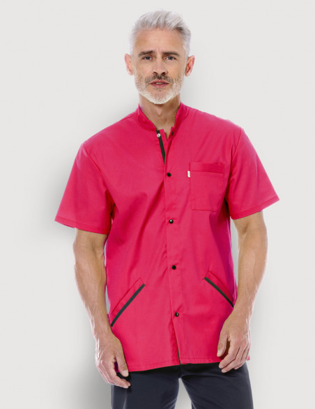 Blouse médicale homme Charly Rose Framboise-Ardoise Made in France by Belissa