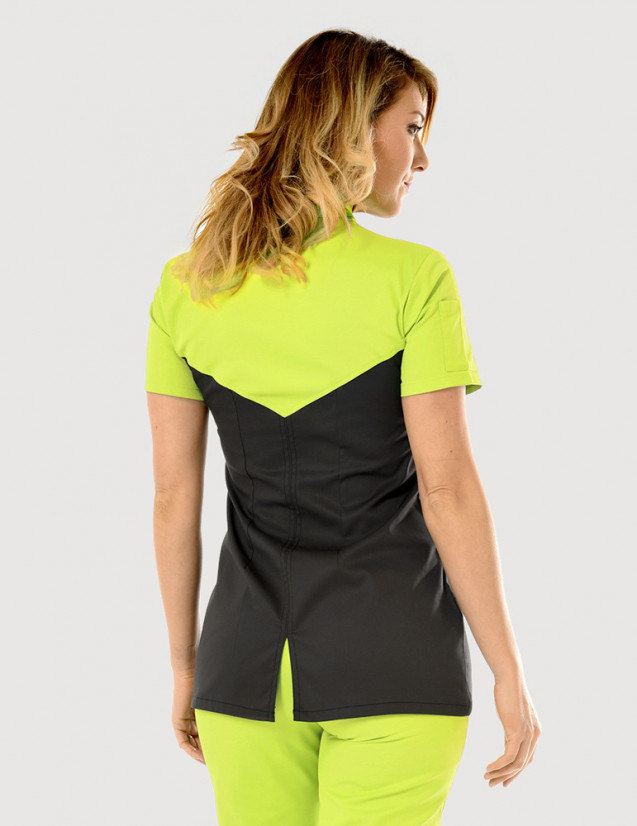 Blouse médicale femme Bonnie Ardoise et couleur vert anis - Made in France - Belissa Blouse médicale femme Bonnie Ardoise et couleur vert anis - Made in France - Belissa