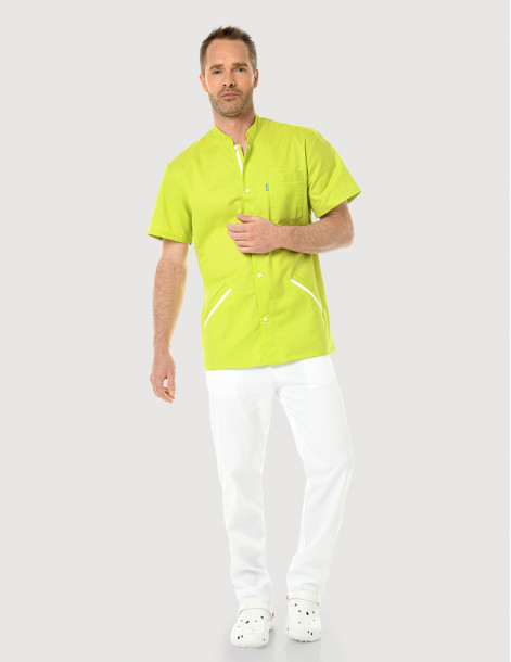 Blouse médicale homme Charly Anis-Blanc by Belissa 2