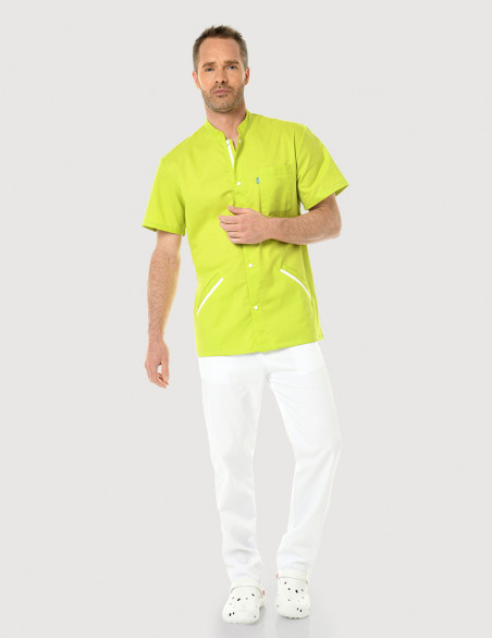 Blouse médicale homme Charly Anis-Blanc by Belissa