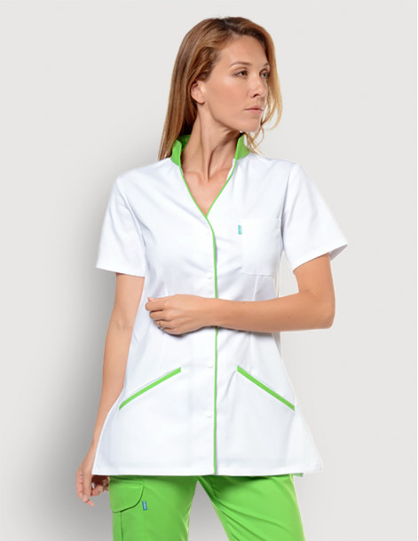 Blouse médicale femme Matilda blanc-Framboise by Belissa 2