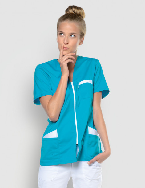 Blouse médicale femme Louise Bleu Marine-blanc 2