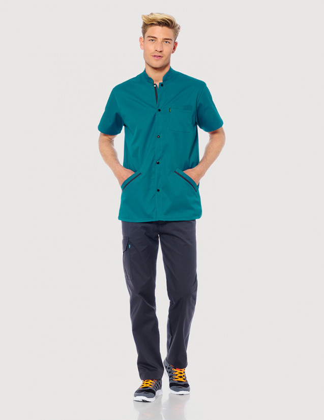 Blouse médicale homme Charly Bleu Canard-Ardoise Made in France by Belissa