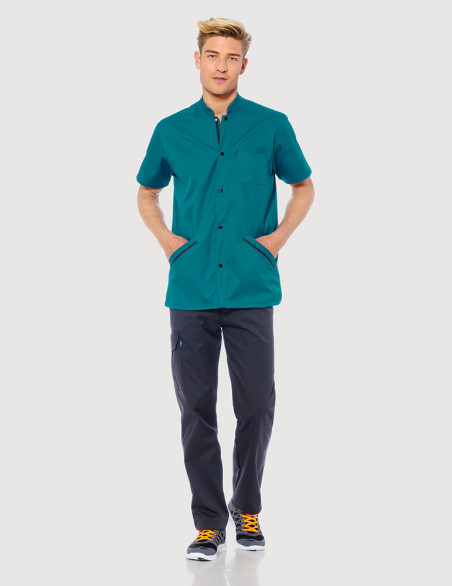 Blouse médicale homme Charly Bleu Canard-Ardoise Made in France by Belissa