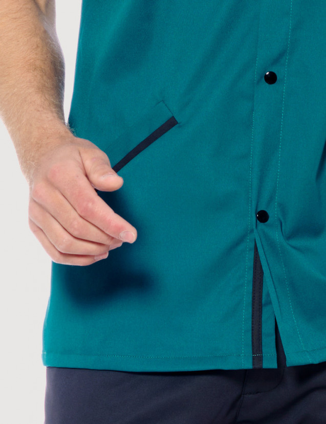 Blouse médicale homme Charly Bleu Canard-Ardoise Made in France by Belissa