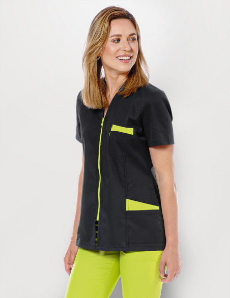 Blouse médicale femme Louise Ardoise-Vert Anis Made in France by Belissa