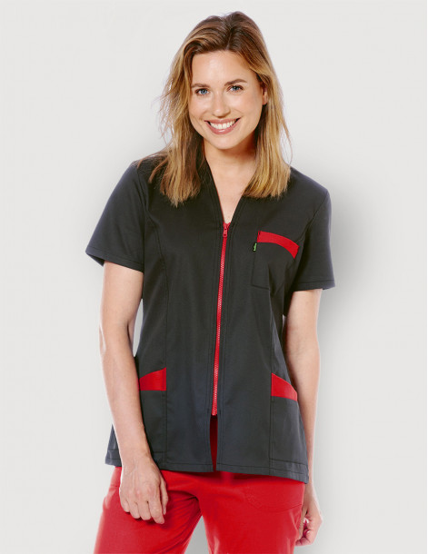 Blouse médicale femme Louise Ardoise-Bleu Océan Made in France by Belissa - Vue portée 2