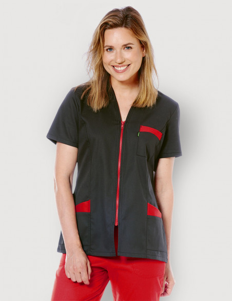 Blouse médicale femme Louise Ardoise-Rouge Made in France by Belissa