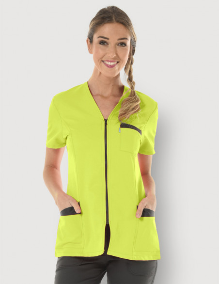 Blouse médicale femme Louise Vert Anis-Ardoise Made in France by Belissa