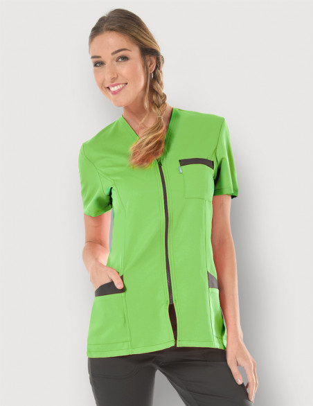 Blouse médicale femme Louise Vert Pomme-Ardoise Made in France by Belissa