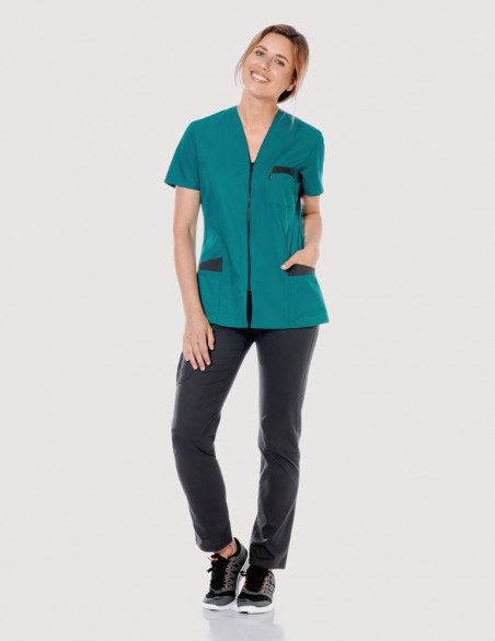 Blouse médicale femme Louise Bleu Canard-Ardoise Made in France by Belissa