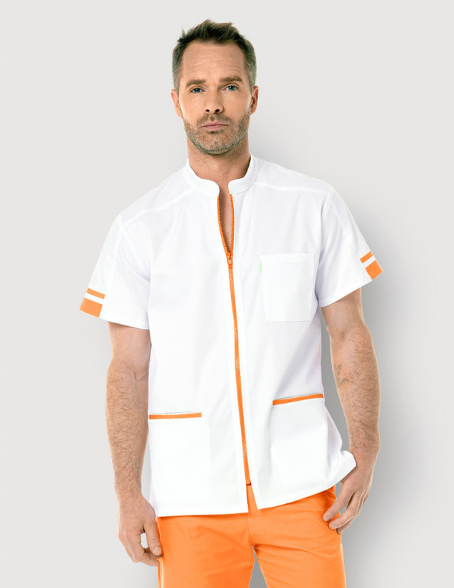 Blouse médicale homme Marley blanc-Abricot by Belissa