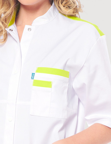 Blouse médicale unisexe Kevin blanc-Anis Made in France by Belissa