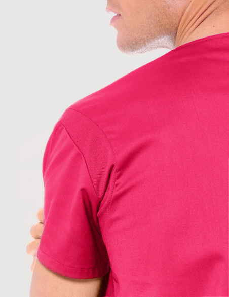 Détail blouse médicale homme Rose framboise Made in France by Belissa