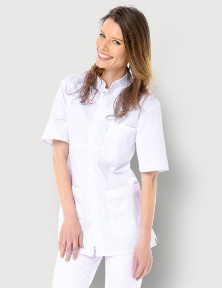 Blouse médicale unisexe Kevin blanc uni Made in France by Belissa