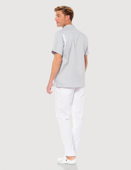 Blouse médicale unisexe Gris-blanc  Made in France by Belissa