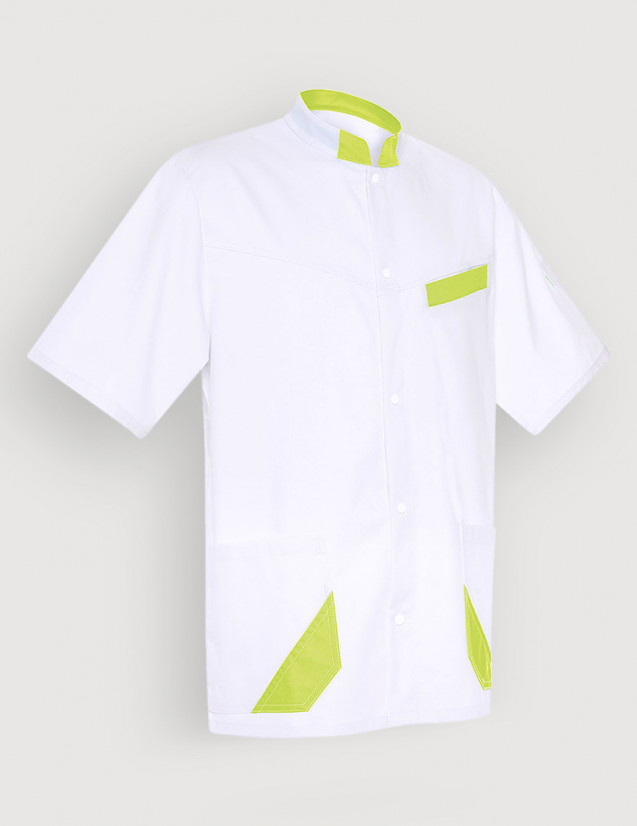 Blouse médicale mixte Hugo blanc-Vert Anis Made in France by Belissa Blouse médicale mixte Hugo blanc-Vert Anis Made in France by Belissa