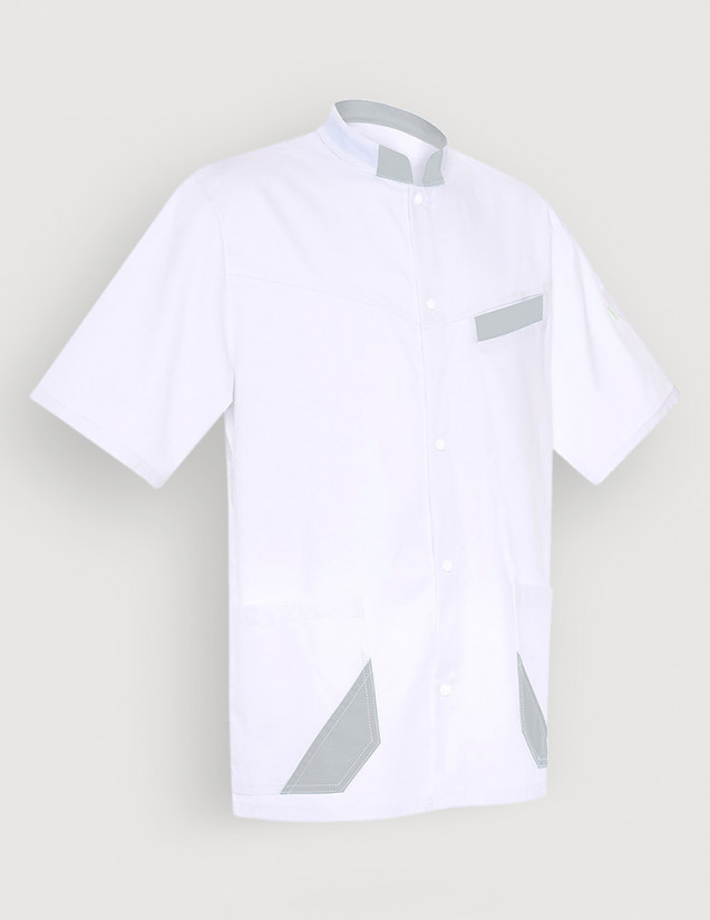 Blouse médicale mixte Hugo blanc-Gris Made in France by Belissa