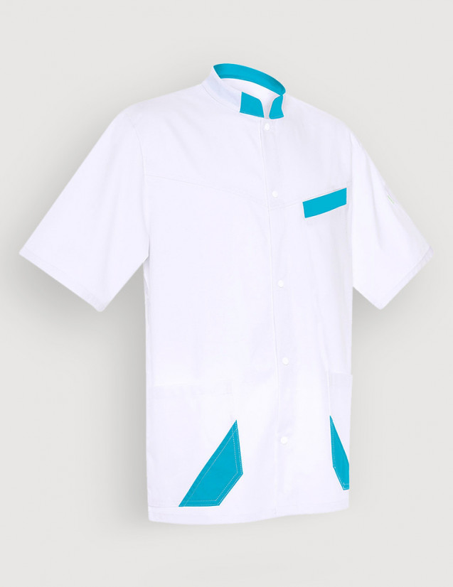 Blouse médicale mixte Hugo blanc-Océan Made in France by Belissa Blouse médicale mixte Hugo blanc-Océan Made in France by Belissa