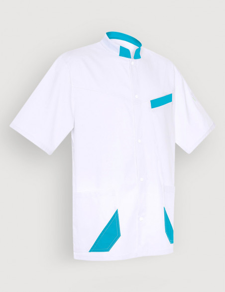 Blouse médicale mixte Hugo blanc-Océan Made in France by Belissa