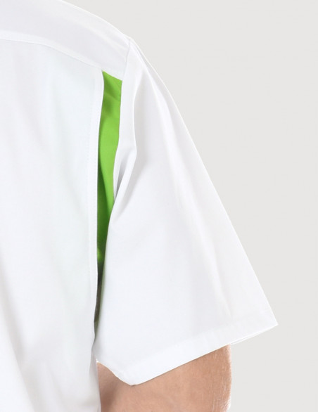 Blouse médicale mixte Hugo blanc-Vert pomme Made in France by Belissa