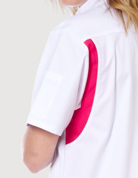 Blouse médicale mixte Hugo blanc-Framboise Made in France by Belissa