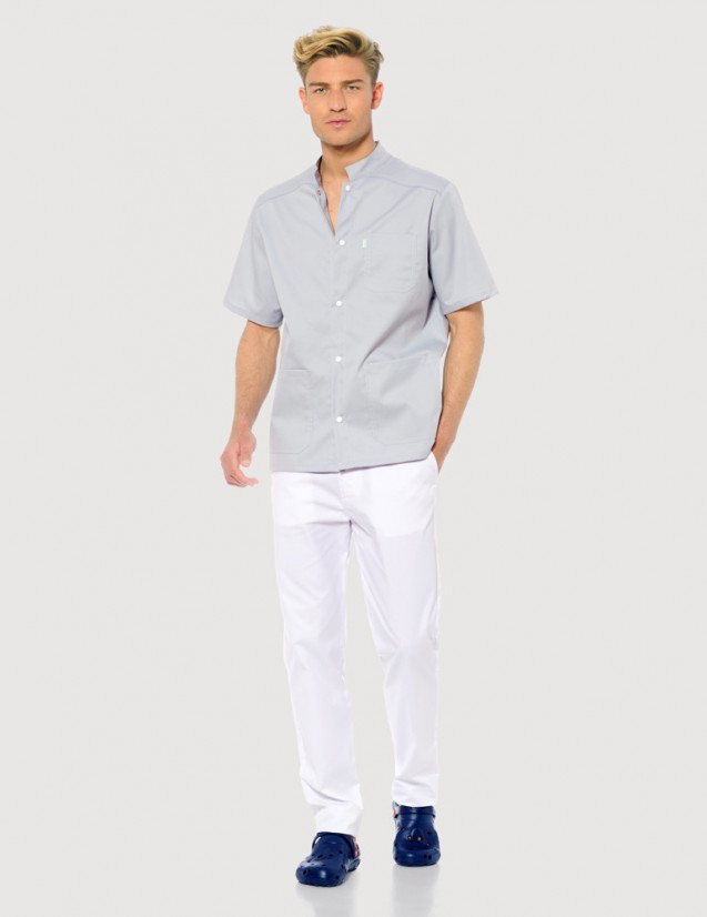 Blouse médicale mixte Claude couleur gris Made in France by Belissa Blouse médicale mixte Claude couleur gris Made in France by Belissa