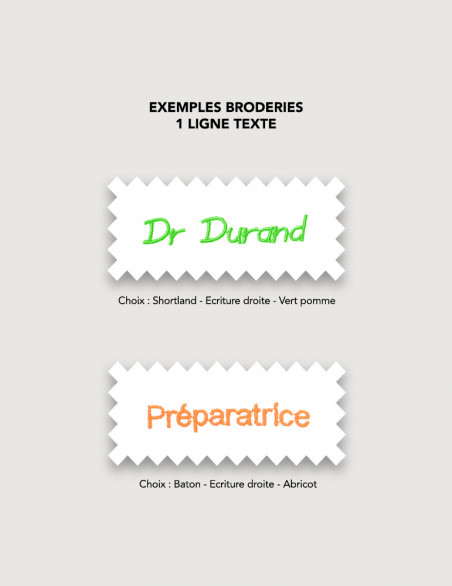 Broderie pour blouse médicale 1 ligne de texte