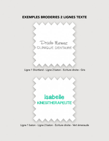 Broderie pour blouse médicales 2 lignes de textes