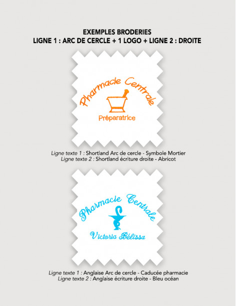 Broderie 2 lignes de texte + caducée pour blouse médicale 2