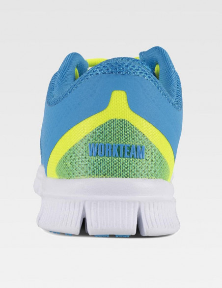 Sneakers, tennis, chaussures pour le médical, couleur bleu océan, lacets anis, vue arrière