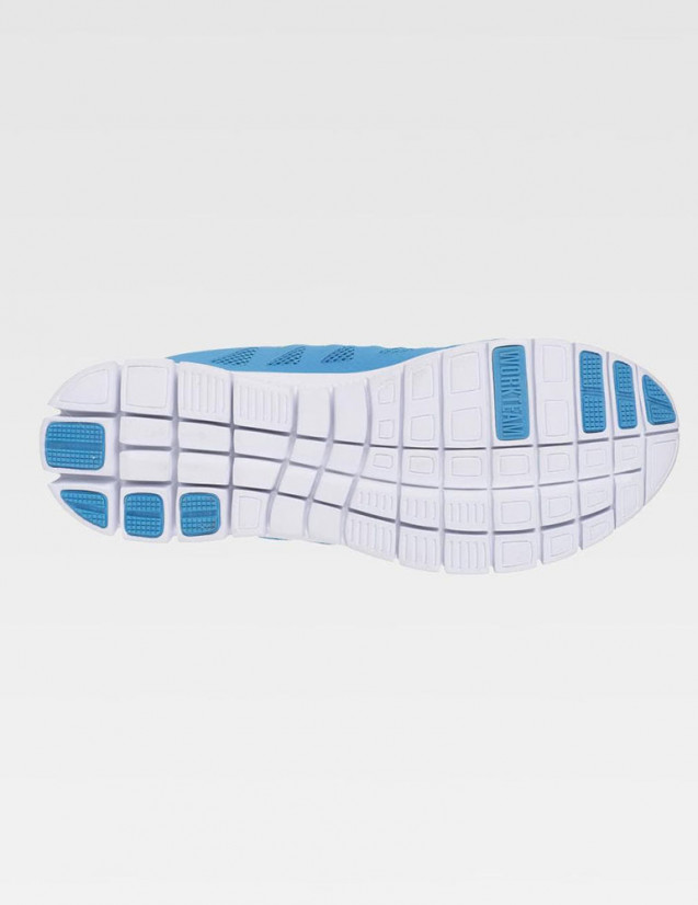 Sneakers, tennis, chaussures pour le médical, couleur bleu océan, vue semelle blanche