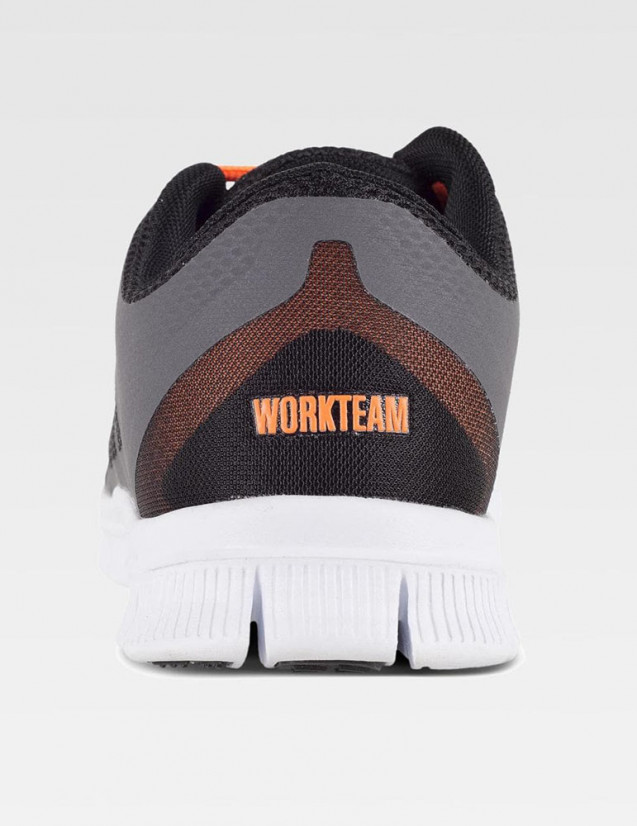 Sneakers, tennis, chaussures pour le médical, couleur gris/noir, lacets orange, vue arrière Sneakers, tennis, chaussures pour le médical, couleur gris/noir, lacets orange, vue arrière