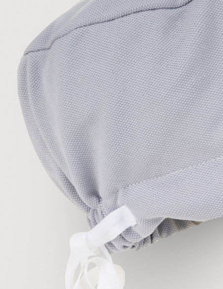 Calot chirurgien couleur gris- Forme charlotte - Maille aérée - Marque Belissa - vue de détail