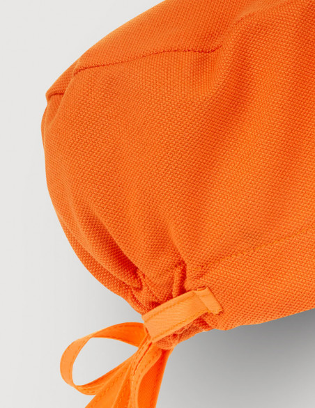 Calot chirurgien couleur abricot - Forme charlotte - Maille aérée - Marque Belissa - Vue de détail