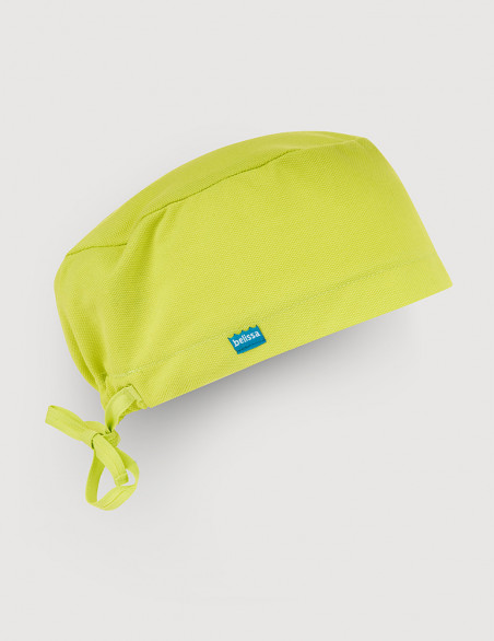 Calot chirurgien couleur vert anis - Forme charlotte - Maille aérée - Marque Belissa