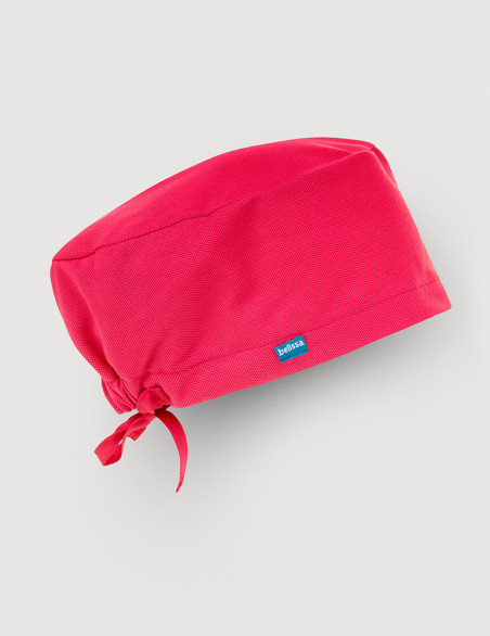 Calot chirurgien couleur framboise - Forme charlotte - Maille aérée - Marque Belissa