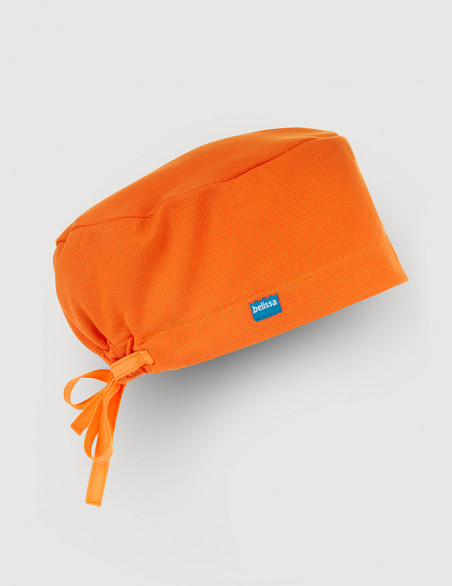 Calot chirurgien couleur abricot - Forme charlotte - Maille aérée - Marque Belissa