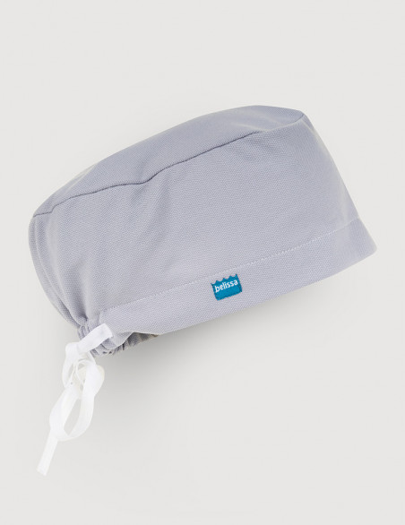 Calot chirurgien couleur gris - Forme charlotte - Maille aérée - Marque Belissa