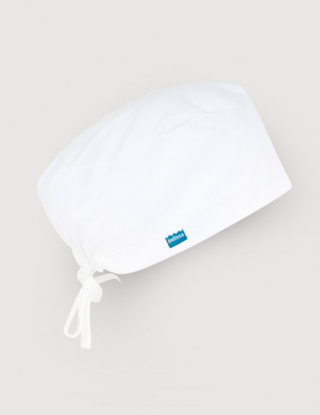 Calot chirurgien couleur blanc - Forme charlotte - Maille aérée - Marque Belissa