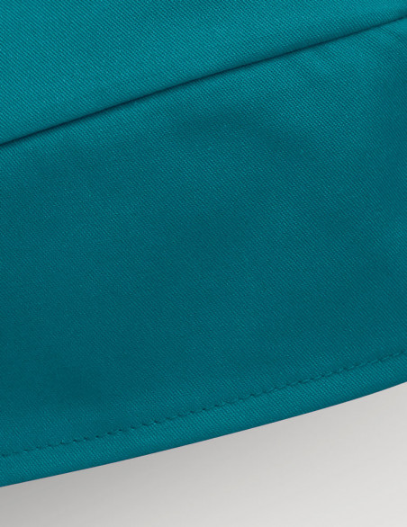 Calot chirurgien couleur Bleu Canard - Forme Bandana - Vue de détail - Marque Belissa
