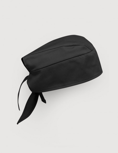 Calot chirurgien couleur ardoise - Forme Bandana - Vue Ghost - Vue de profil avec attaches visibles - Marque Belissa