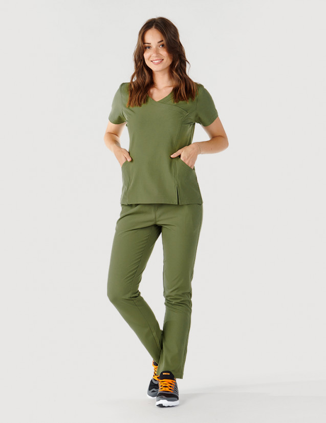 Tenue médicale femme couleur kaki - Medical Sportswear marque Fit for Work by Belissa Tenue médicale femme couleur kaki - Medical Sportswear marque Fit for Work by Belissa