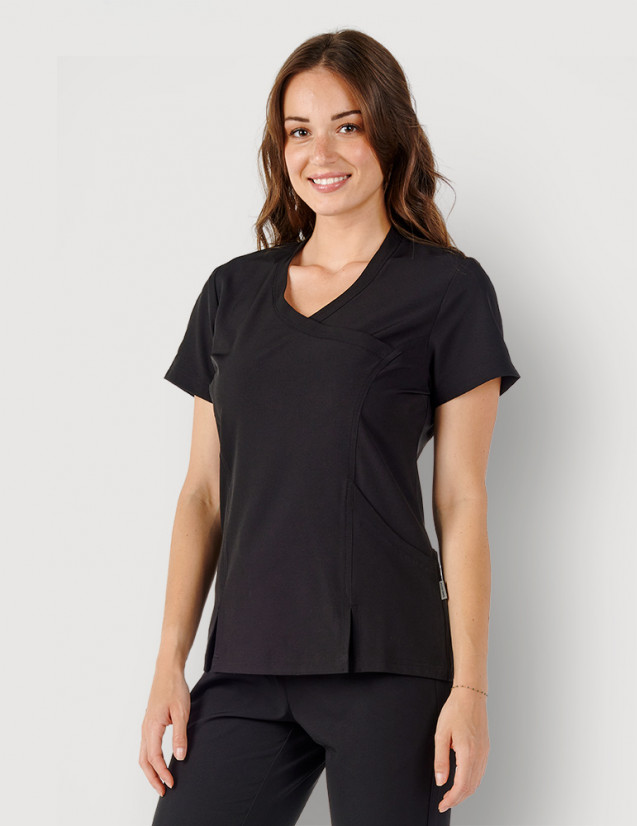 Tunique médicale femme couleur noir col en V - Medical Sportswear marque Fit for Work by Belissa