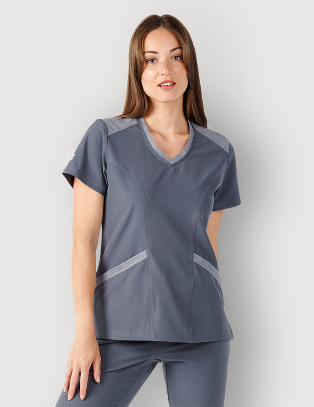 Tunique médicale couleur carbone col en V - Marque Fit for Work by Belissa - Medical sportswear