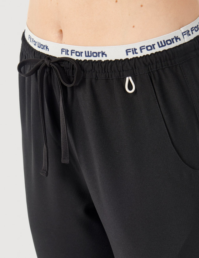 Pantalon médical femme noir - vue de détail taille - Marque Fit for Work by Belissa - Collection Medical sportswear