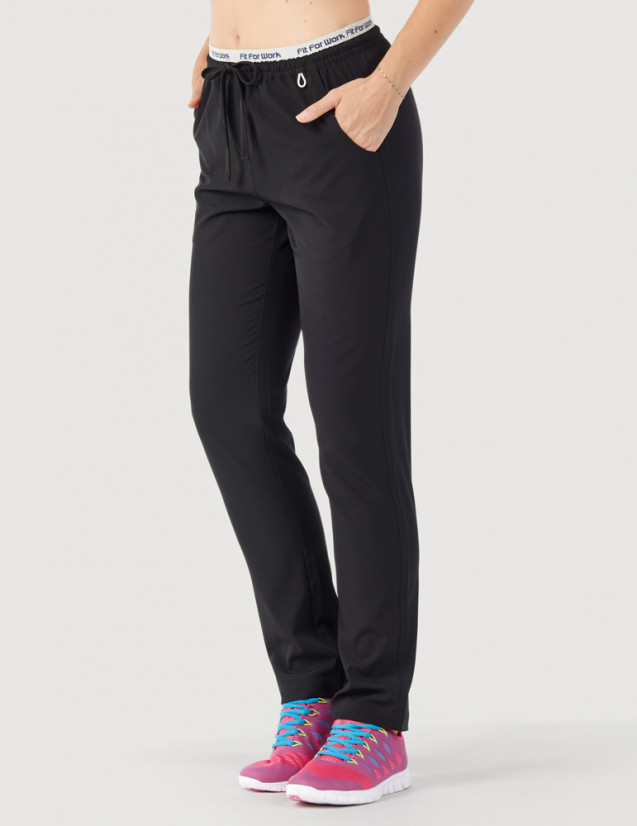 Pantalon médical femme - couleur noir - vue de face - Marque Fit for Work by Belissa - Collection Medical sportswear