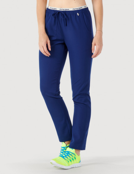 Pantalon médical femme - couleur marine - vue de face - Marque Fit for Work by Belissa - Collection Medical sportswear