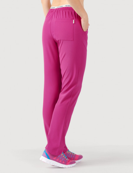 Pantalon médical femme - couleur fuchsia - vue de dos - Marque Fit for Work by Belissa - Collection Medical sportswear